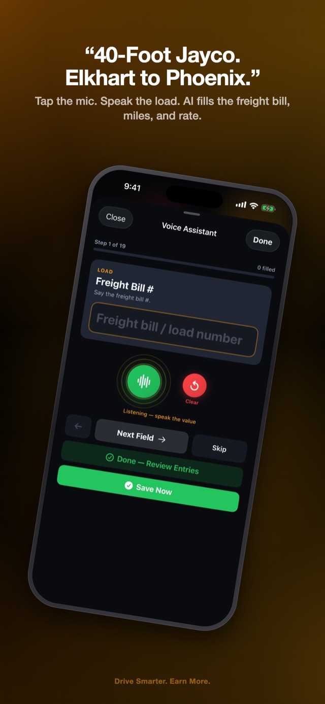 Voice load entry